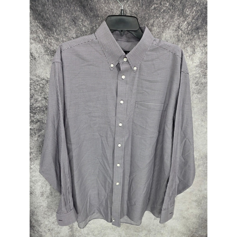 Jos. A. Bank Travelers Collection Shirt Mens Large Purple Houndstooth Button Up